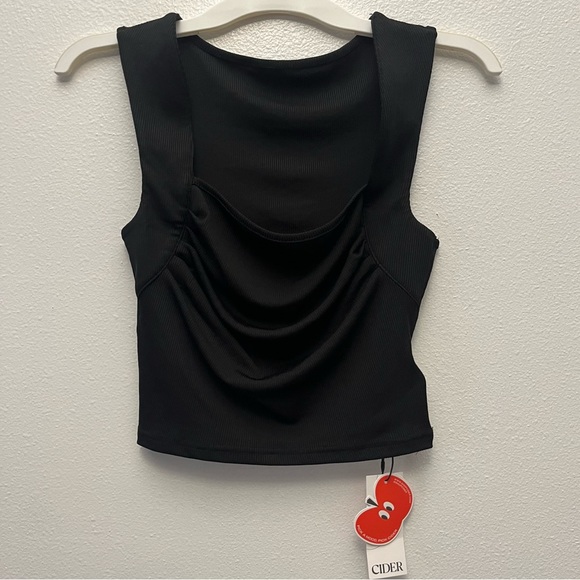 Cider 2 Pack Solid Ruched Square Neck Crop Top - Picture 9 of 15